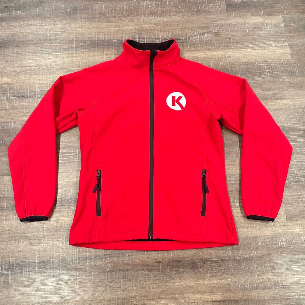 Circle K Softshell Jacket Red Fleece Lined Full Zip Small Womens Gas station